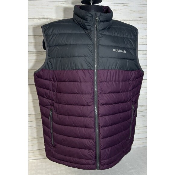 Columbia Men Sz. XXL 2XL Puffer Vest Purple Gray Omni Heat Insulated jacket ski - Picture 1 of 14